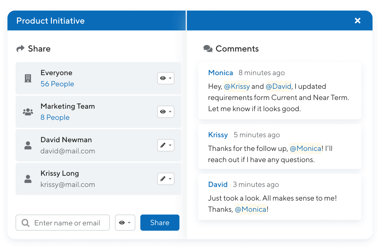 productplan sharing and comments
