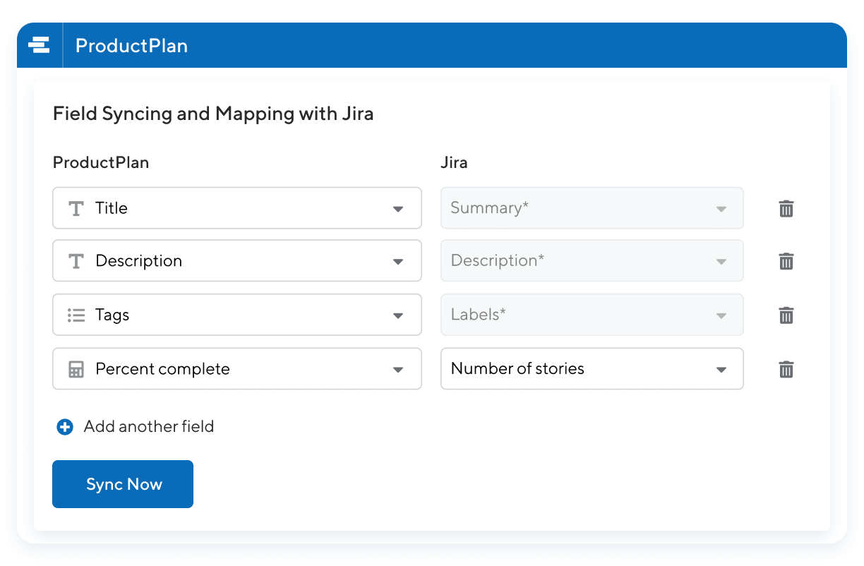 productplan jira integration field mapping